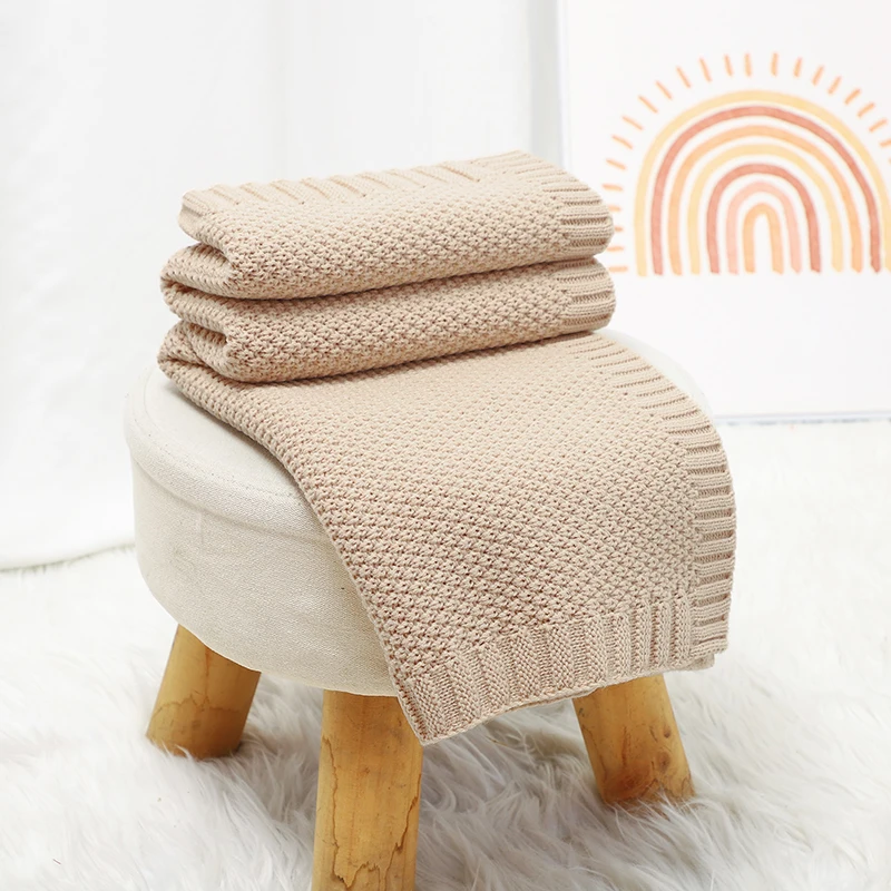 Baby Blankets Knit Infant Stroller Swaddle Wrap Sleepsack Soft Newborn Girl Boy Quilts Bedding 90*70CM Plaid Fashion Solid