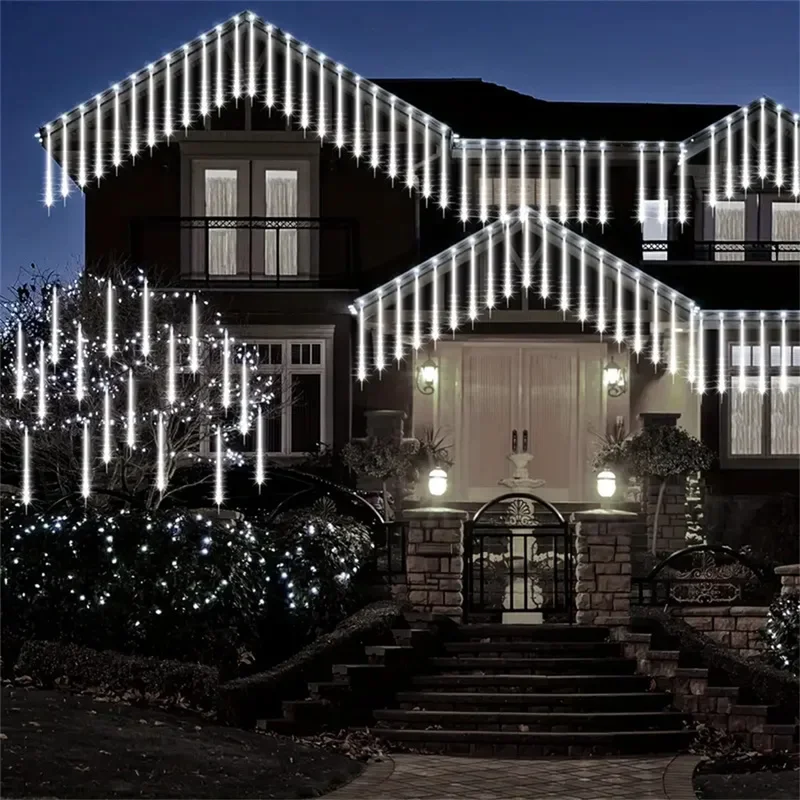 32/24/16/8 Tubes Outdoor Lights Garland Led Meteor Shower Rain String Lights Festoon Street Garland Christmas Wedding Party 2025