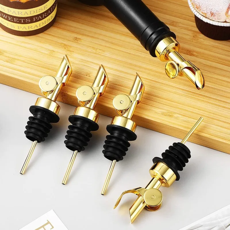 

1pc Bottle Pourer Auto Flip Liquor Bottle Pourer for Alcohol Stainless Steel Pour Spout with Plug for Cocktail Olive Oil Vinegar