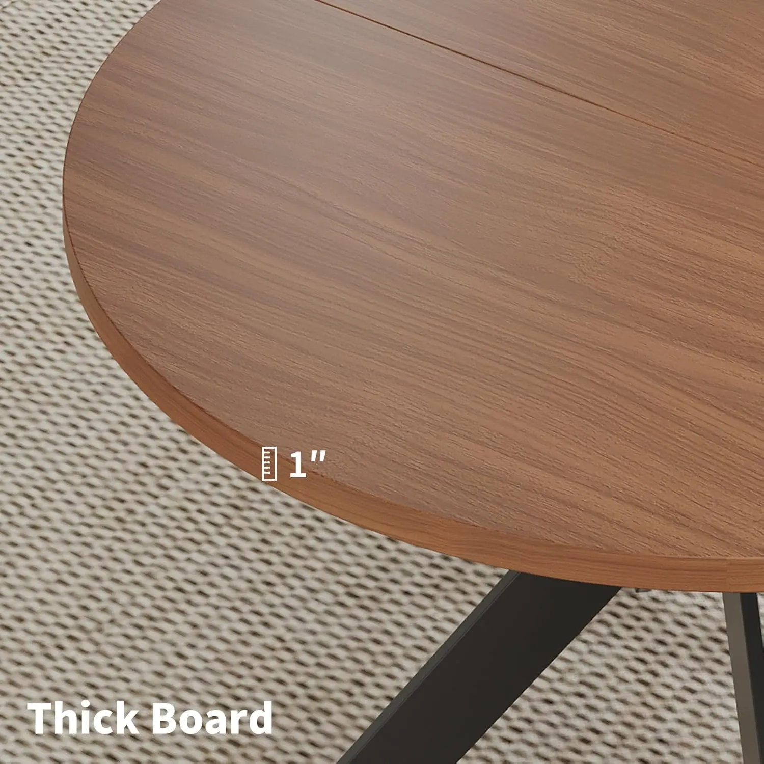 45.3" Walnut Round Dining Table Set with 4 Chairs – Mid-Century Modern Small-Space Kitchen & Dining Room Furniture