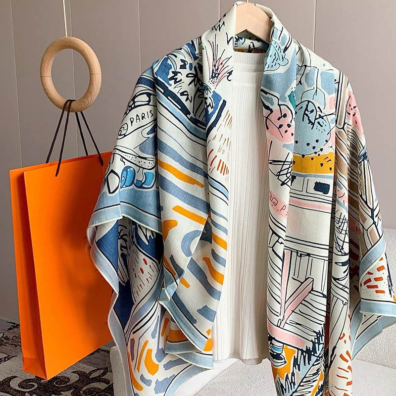 

Luxury Scarves For Women Soft Square Cashmere 140 Scarfs Square Designer Pashmina Wraps Stole Cape Blanket Winter Scarf 2024