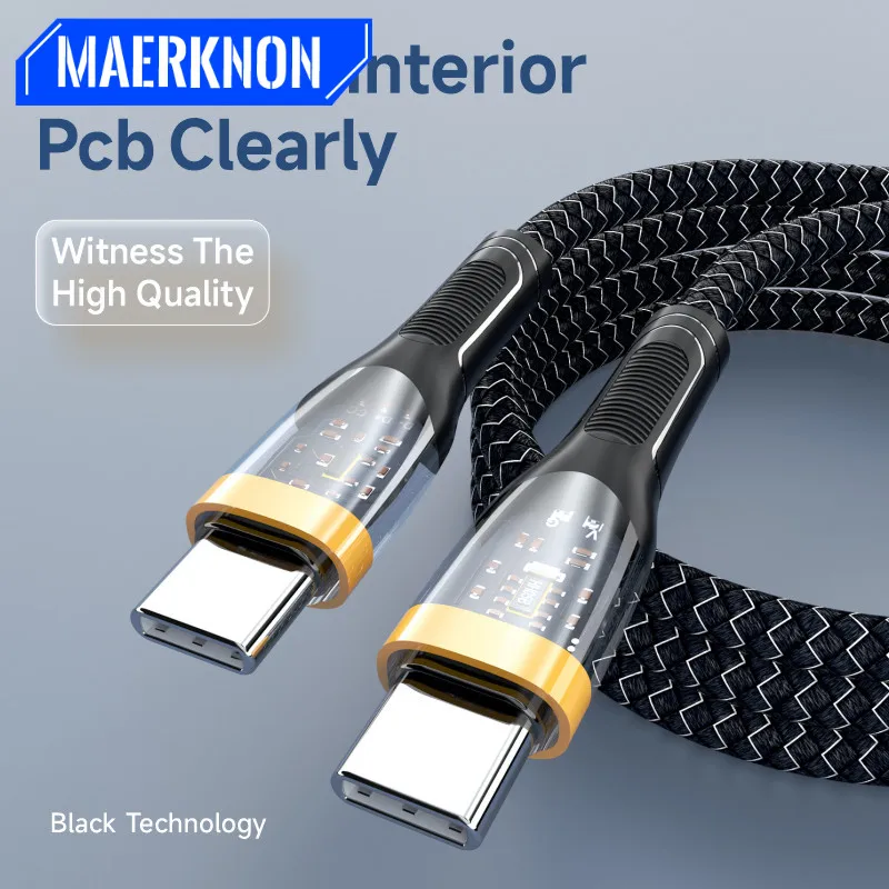 

65W USB C To Type C Cable LED USB PD Fast Charging Charger Data Cord 5A Type-C USBC Cable For Macbook Xiaomi Samsung Huawei 1m