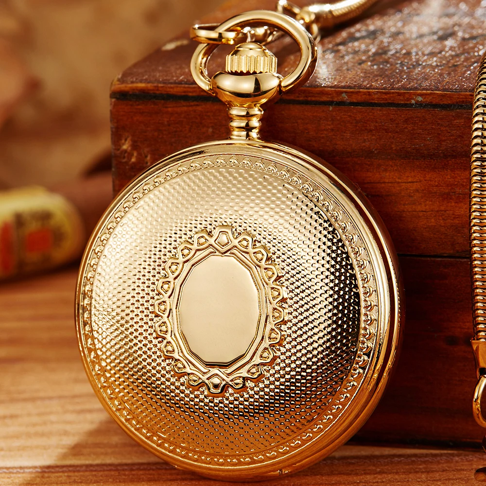 Gold Mechanical Clock Pocket Watches Women Vintage Steampunk Pocket Watches for Men Necklace Costume Pocket Watch with Fob Chain luxury stainless steel mechanical pocket watch men skeleton skull steampunk clock chains fob gift necklace pendant reloj hombre