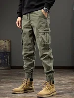 Men's Loose Fit Pure Cotton Work Trousers Spring Autumn Outdoor Dirt Resistant Wear Resistant Cargo Pants Workwear