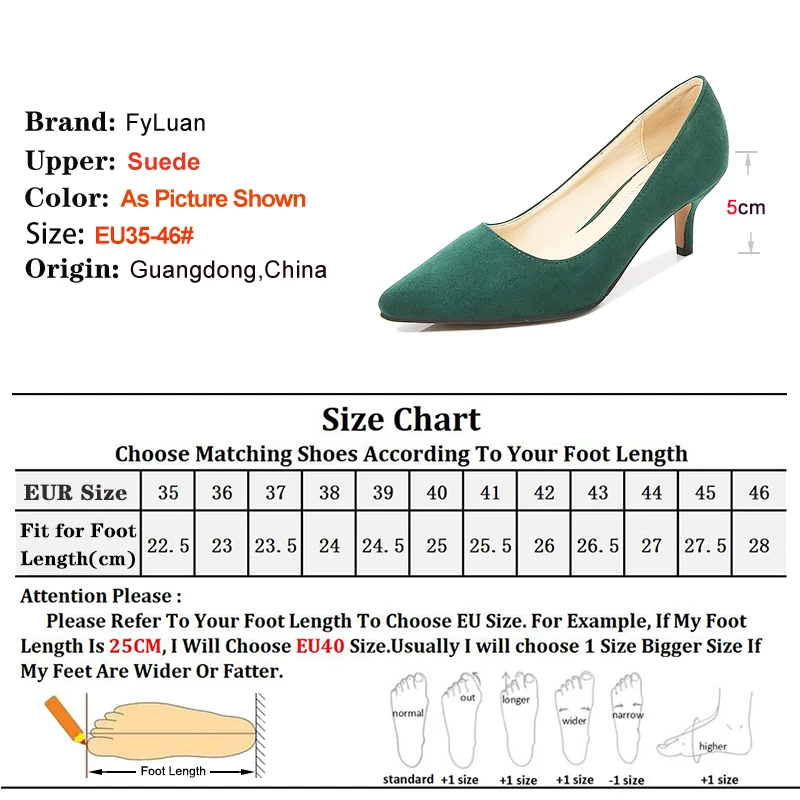 Comfort 5CM Thin High Heels Office Pointed Red Single Shoes Outdoor Walking Daily Women's Shoes Plus Size 46 Woman Suede Pumps 5