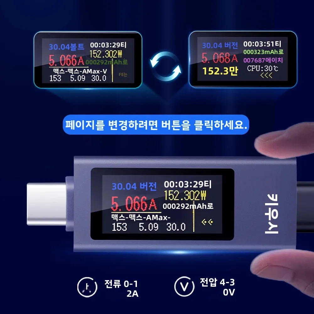 KWS-2301C Type-C 미니 전원 전압 테스터 전압계 HD Led 디지털 디스플레이 테스터 볼트 전류 측정기 DC -30V 0-12A KWS-2302C