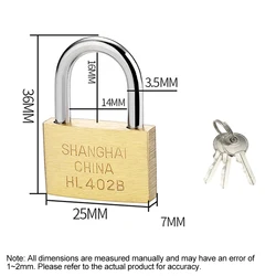 Durable Copper Padlock with Keys for Travel and Home Security (25mm)