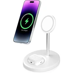 Enhanced Magnetic Wireless Charger Stand for Efficient Fast Charging (White)