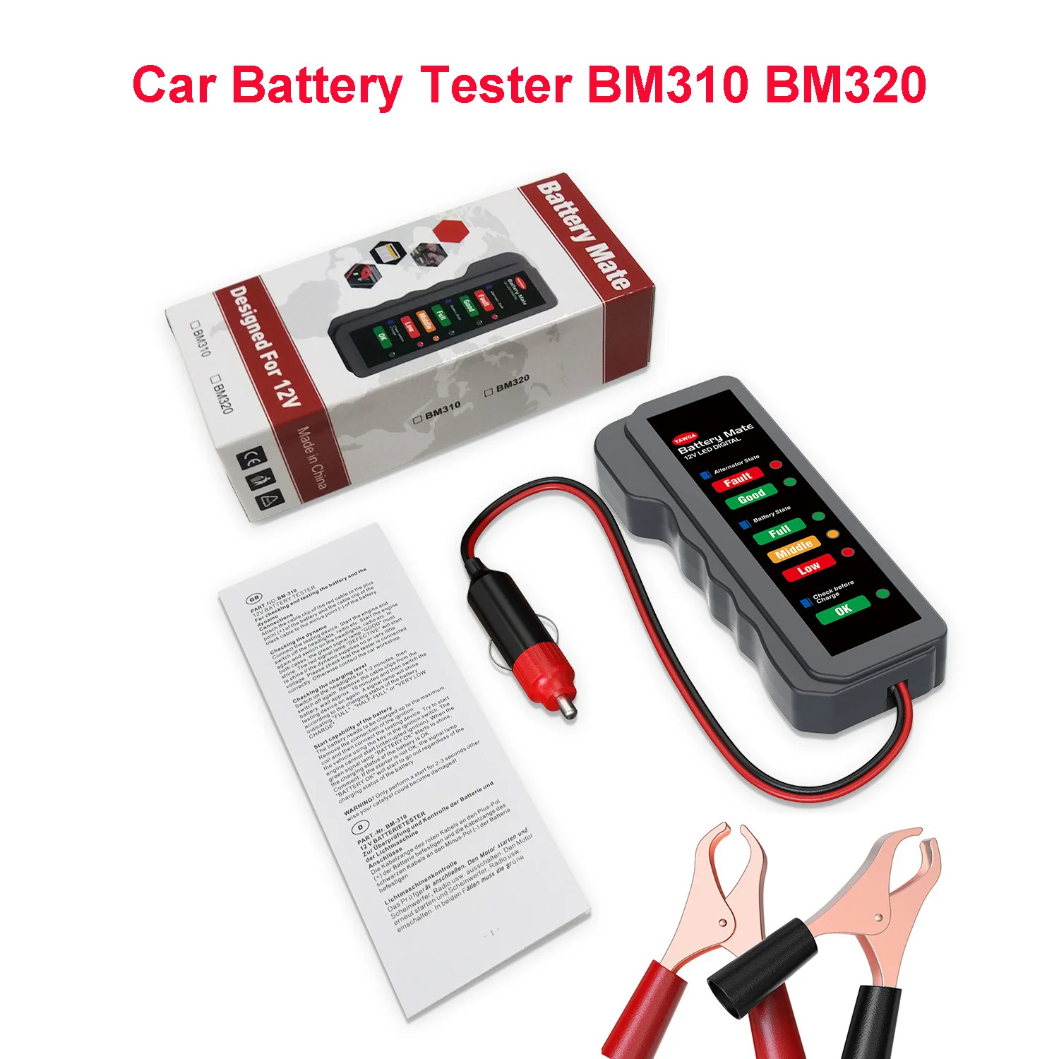 

12V Car Battery Tester Digital Test 6 LED Display Analyzer Alternator State Check Automotive Scanner Brake Fluid Tool BM310