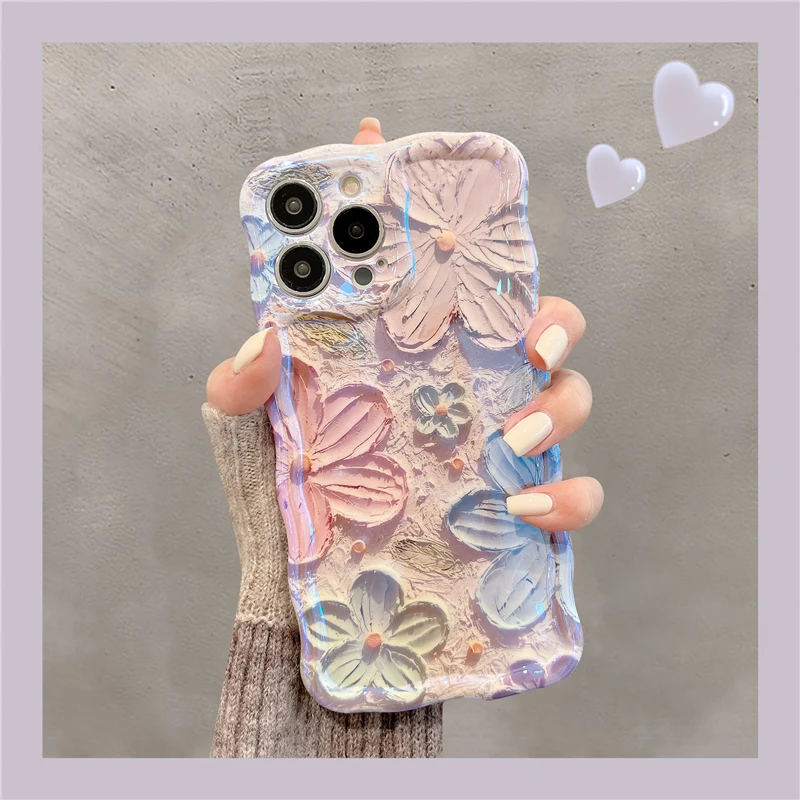 Funda de silicona suave a prueba de golpes para iPhone, carcasa de lujo con  flores y purpurina láser para iPhone 14 Pro Max 13 12 11 14 Plus -  AliExpress