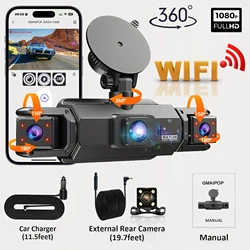 Enhanced 4 - Channel WiFi Dashcam with Night Vision & Loop Recording - 32G SD Card (WiFi 4Ch Dash Cam)