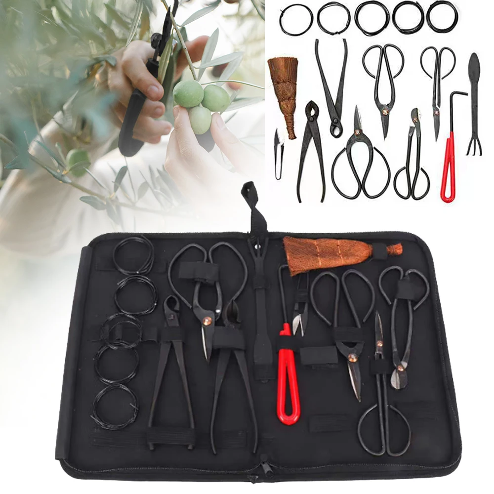 best gardening gloves for men 1set Garden Bonsai Tool Set Carbon Steel Extensive Cutter Scissors Kit with Nylon Case for Garden Hand Tool Garden Tools electric hedge cutter