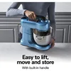 Hamilton Beach Electric Stand Mixer, 4 Quarts, Dough Hook, Flat Beater Attachments, Splash Guard 7 Speeds with Whisk, Blue 6