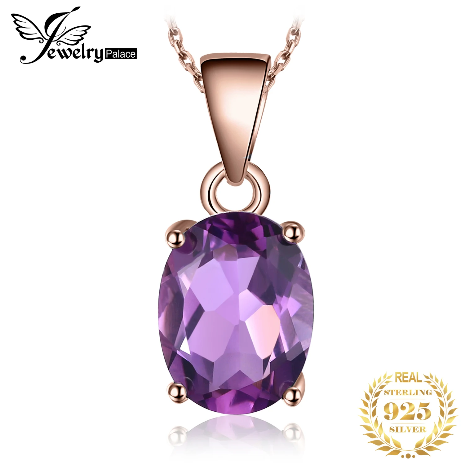 JewelryPalace-로즈 골드 옐로우 골드 도금 천연 자수정 황수정 가닛 토파즈  펜던트 목걸이, 체인 미포함