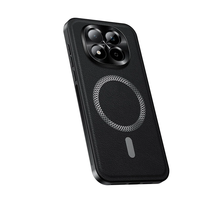 Magnetic Shockproof Leather Phone Case with Metal Camera Protector