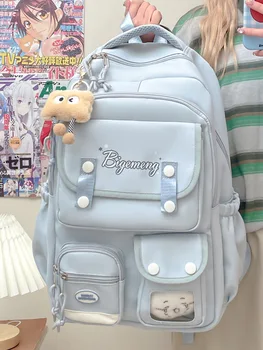 2026 cute student Backpack schoolbag For High School And Primary School Student Campus Versatile Backpack with doll pendant​ 1