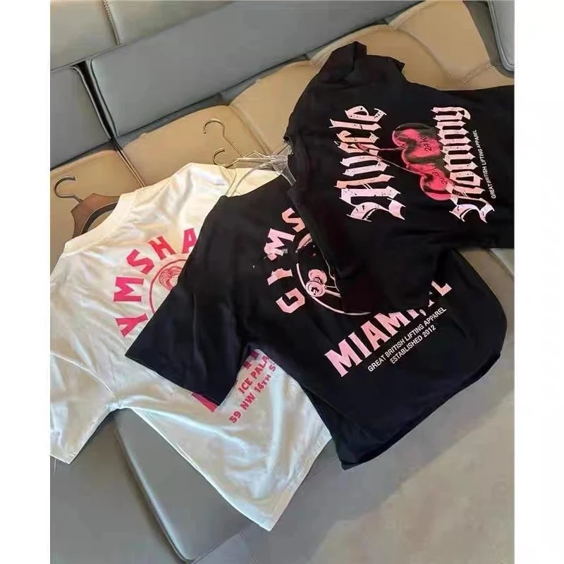 The 2025 Bestseller Pure New Fitness T-shirt with A Sporty Short-sleeved Latte Top Is Loose and Sporty Women Clothing Harajuku 5