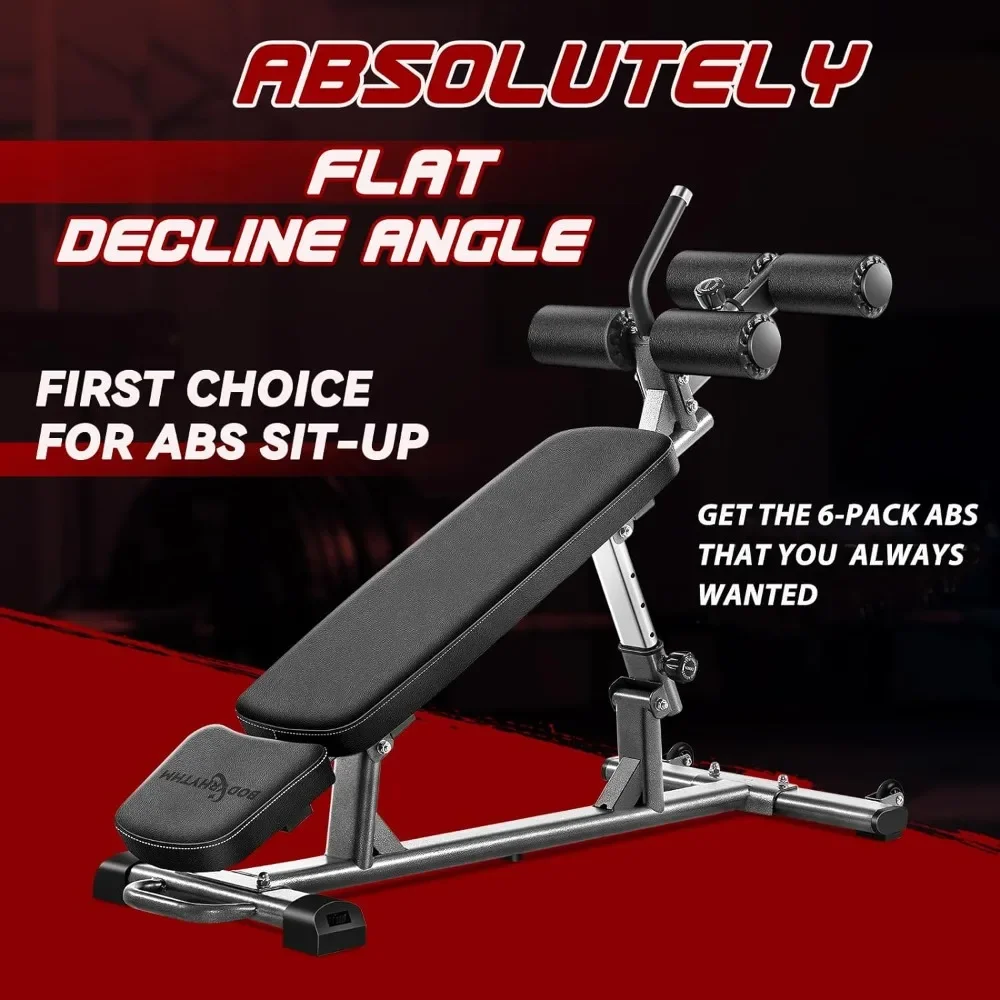 Sit-Up Bench with 4 Adjustable Heights and Reverse Crunch Handle, Adjustable Weight Bench and Flat, Incline Decline Press