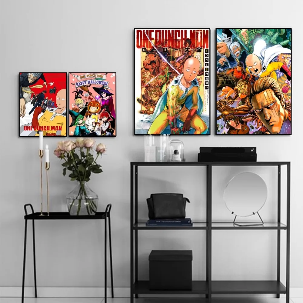 

Japanese Anime One Punch Man Anime Poster Vintage Posters Sticky Retro Kraft Paper Sticker DIY Room Bar Cafe Kawaii Room Decor