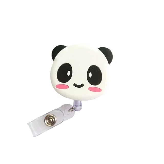 Kawaii Animal Badge Reels Cartoon Pig Panda Hamster Cat Paw ID Tag