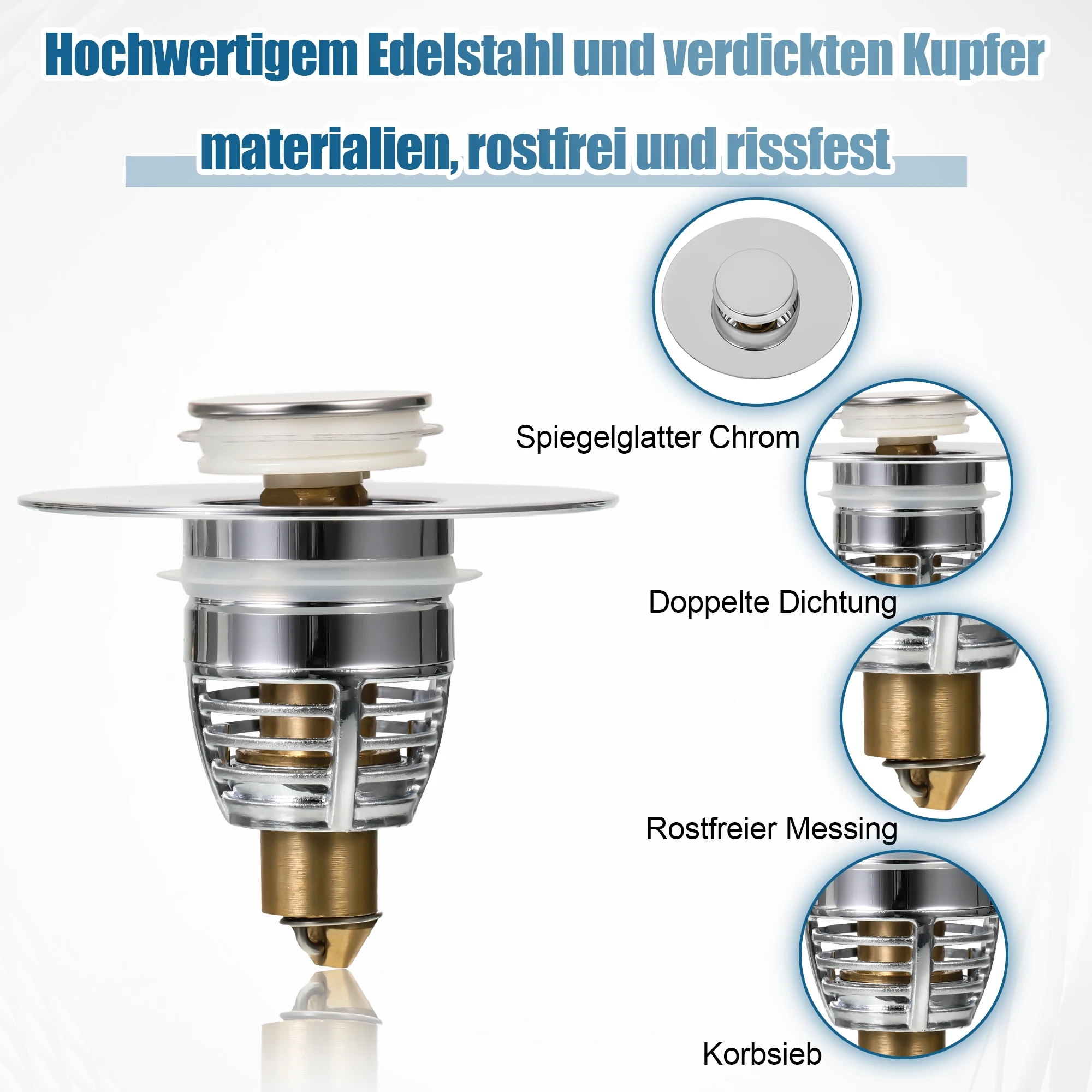 

Гладкий сливной фильтр раковины с закругленными краями и металлическим блеском, не требуется инструмент, сливной фильтр раковины