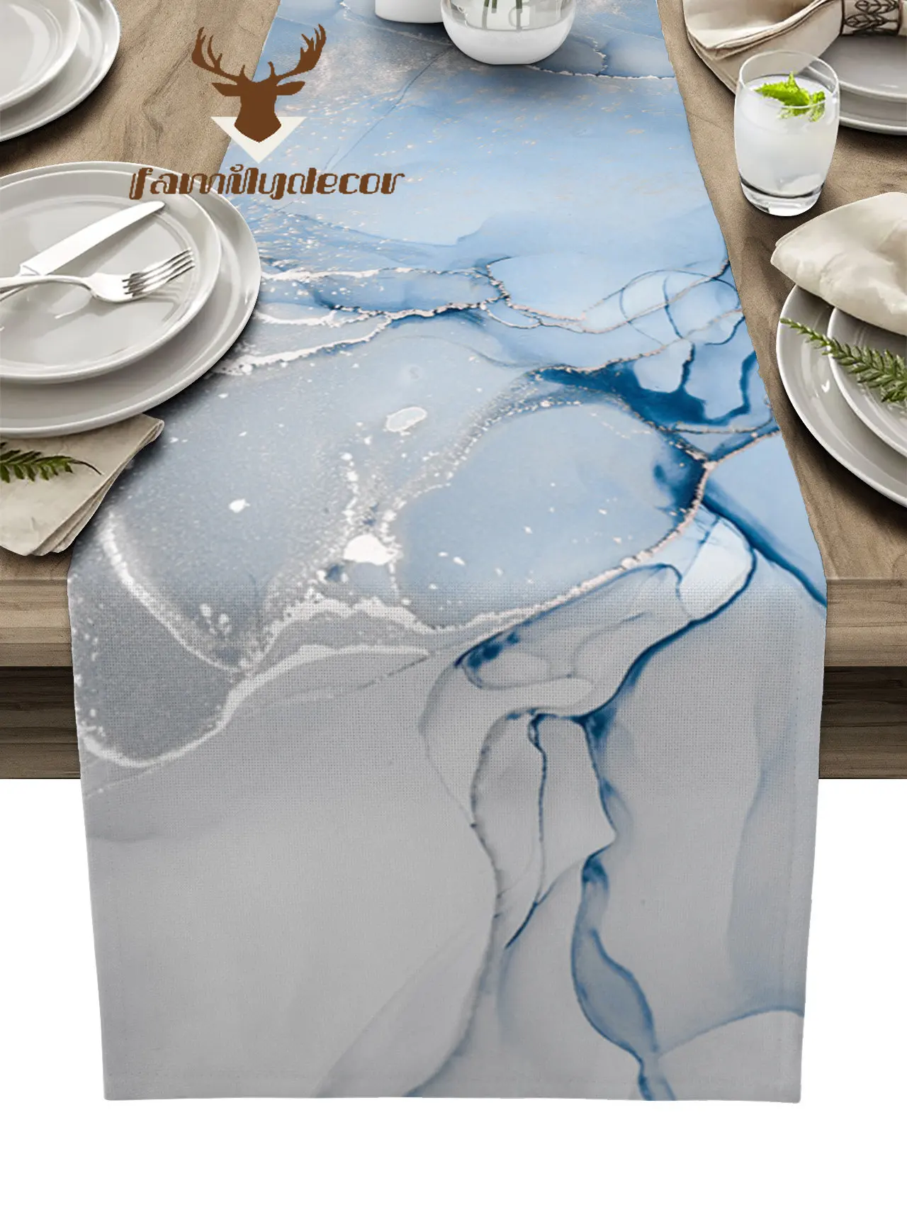 

Blue Marble Texture Table Runner Home Wedding Decor Table Flag Mat Table Centerpieces Decoration Party Dining Long Tablecloth