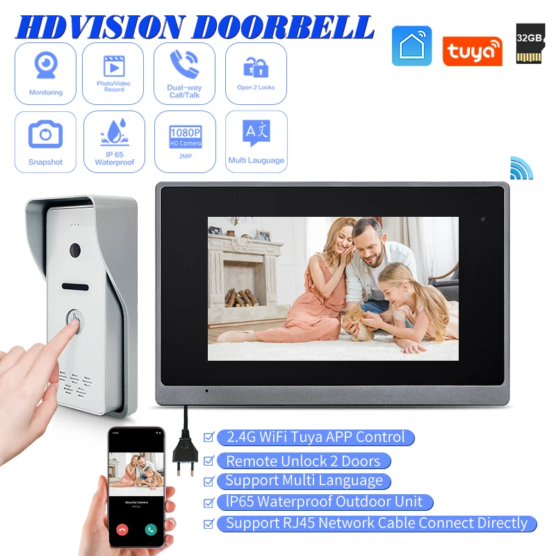 

Hot Sales IP Video Door Phone Villa Kit Wifi Tuya Smart Life Remote Control Video Call and Unlock 2 Doors