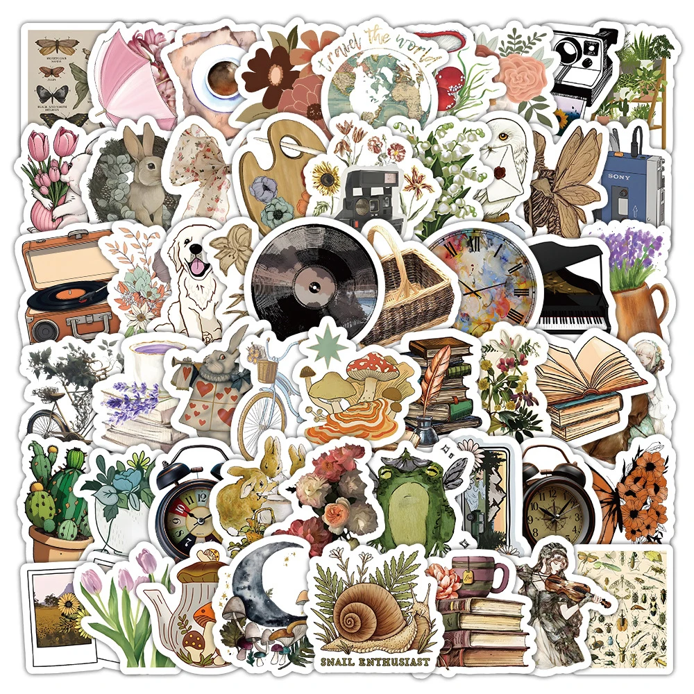10/30/50/103pcs Vintage Cartoon Graffiti Stickers Retro Vsco Aesthetic Ins Vinyl Artsy Decals Gift DIY Stationary Notebook Diary