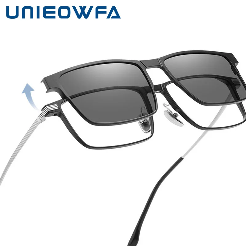 Unieowfa-男性用の厚いフレーム矯正サングラス、大きくて大きな大きなアセテート、アトムフォード偏光、uv400保護サングラス、プログレッシブメガ