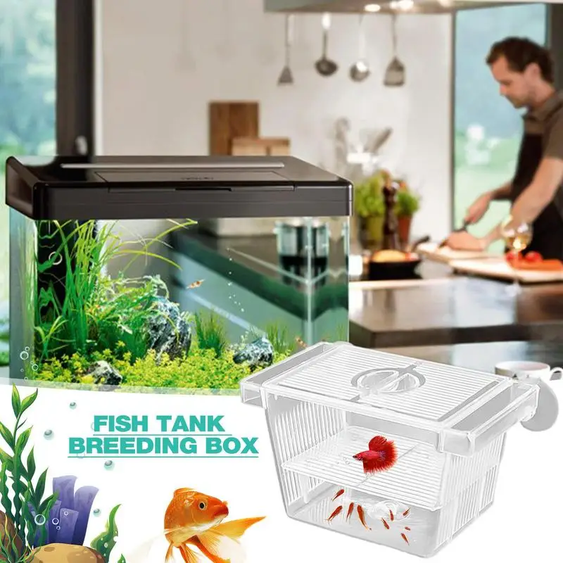 fish Breeding Box Acrylic Hatchery Incubator Fish Tank Divider Aquarium Breeder Box Hanging Fish Tank Breeder Isolation