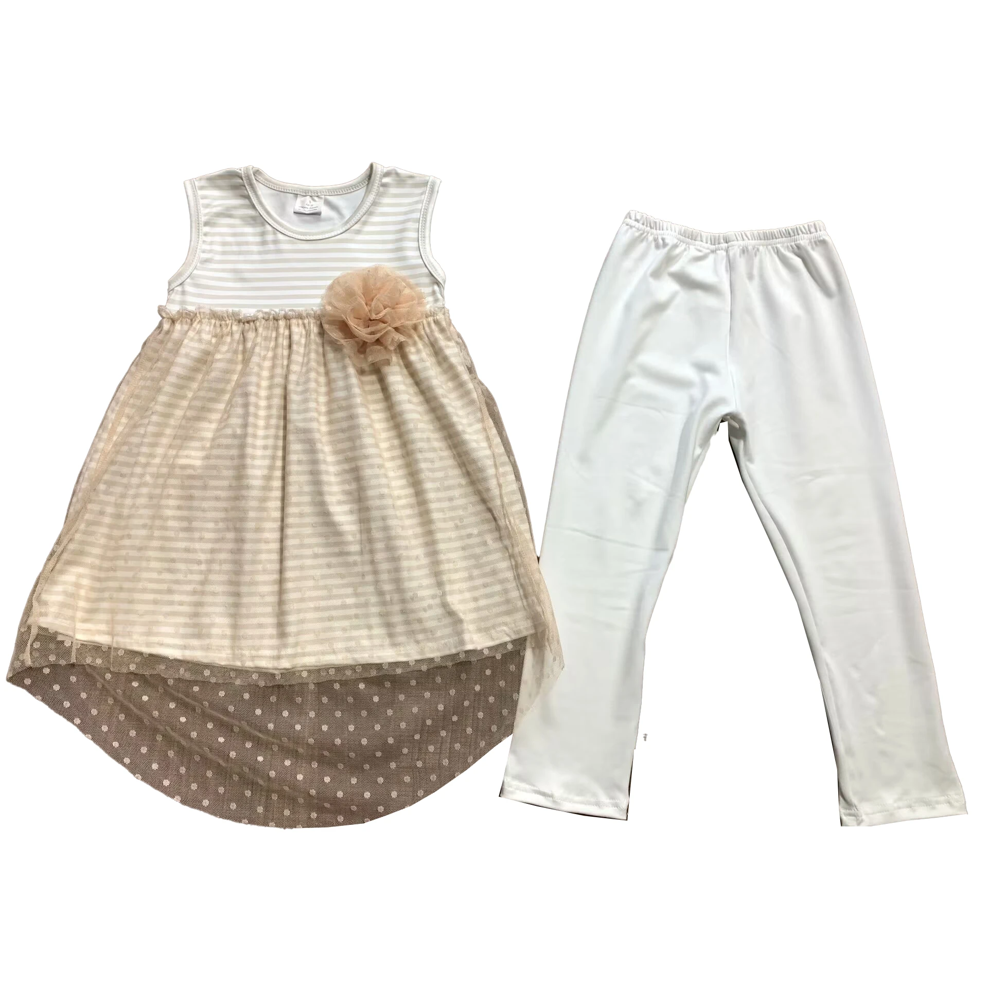 

Boutique little girls sleeveless tulle dress clothing sets kids legging outfits 2 pcs clothes set