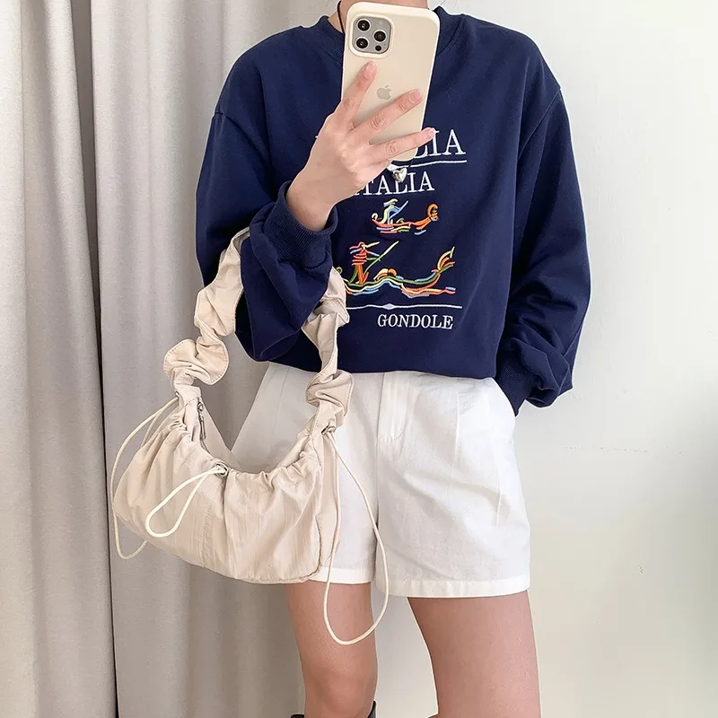 Borsa a tracolla pieghevole alla moda semplice Borsa a tracolla ascellare di design casual vintage da donna Nuove borse di lusso di alta qualità - immagine 4