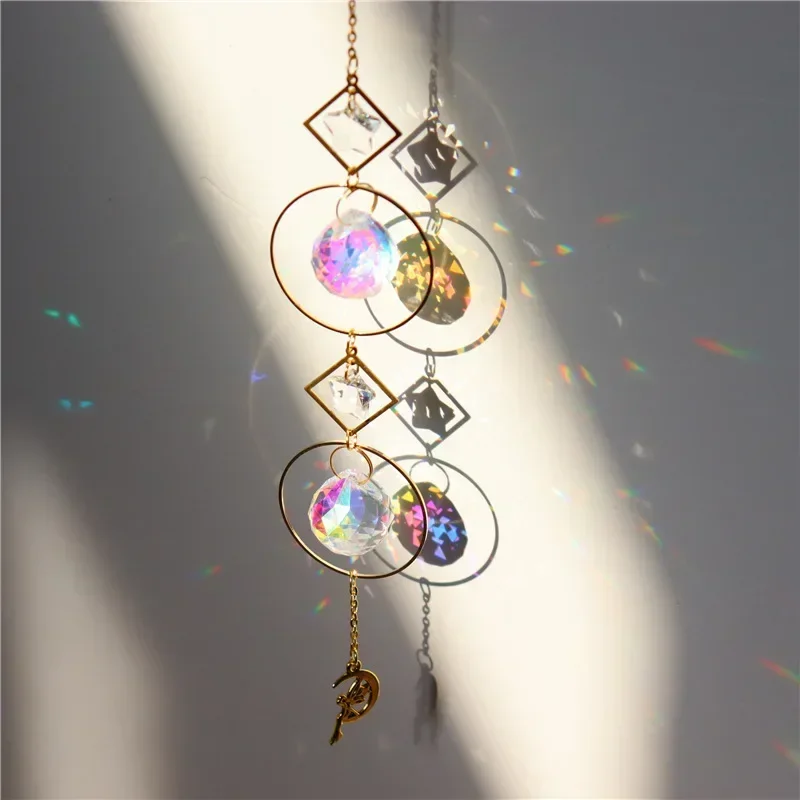 Sun Moon Stars Prism Beads Exquisite Rainbow Suncatcher for Garden and Windows