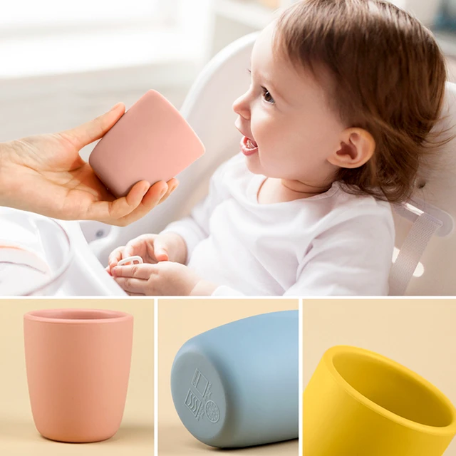 Mother Kids Things For Babies Solid Color Baby Silicone Cups Water