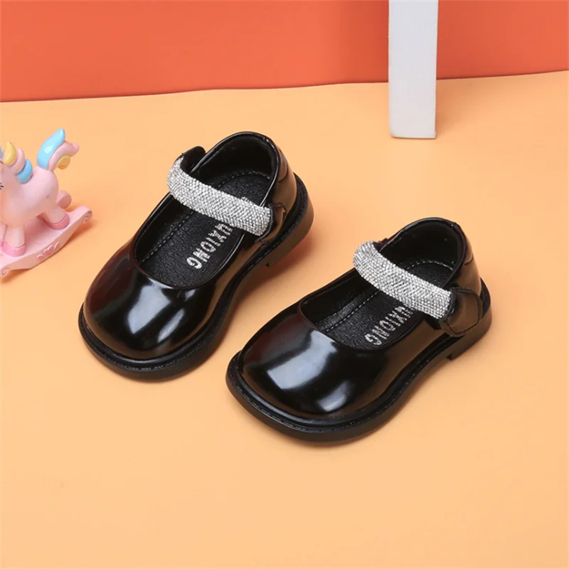 Baby Shoes Spring/Autumn Baby Shoes Leather Bright Rhinestone Girls Princess Shoes Single Fashion Little Kids Party