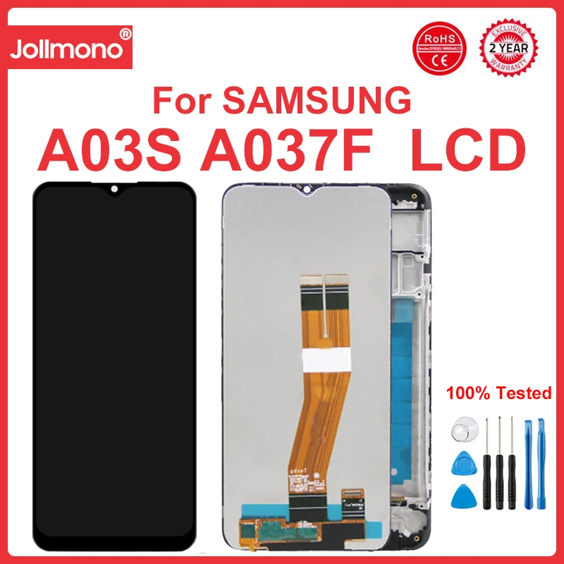 

A03S Display Screen with Frame, for Samsung Galaxy A03s A037 A037F A037F/DS Lcd Display Digital Touch Screen Replacement