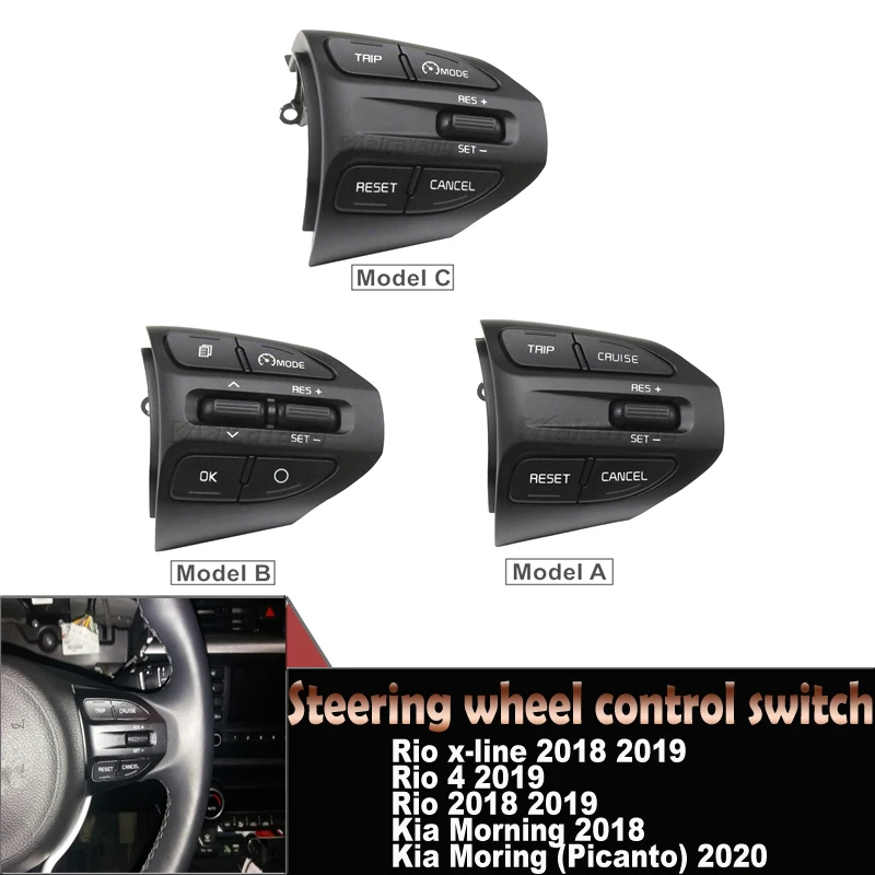 Steering Wheel Button Buttons Bluetooth Phone Cruise Control Volume For Kia K2 Rio 2017 2018 2019-2021 Rio X Line 96720-H8520