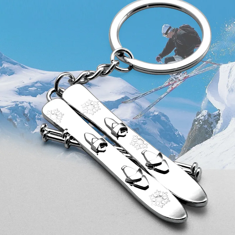 New Fashion Mini Snowflake Snowboard Keychain Pendant Ski Games