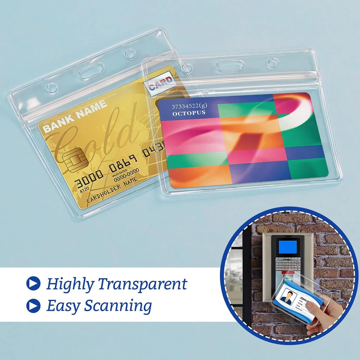 Badge Holder 10pcs Transparent horizontal ID card holder badge sealed waterproof