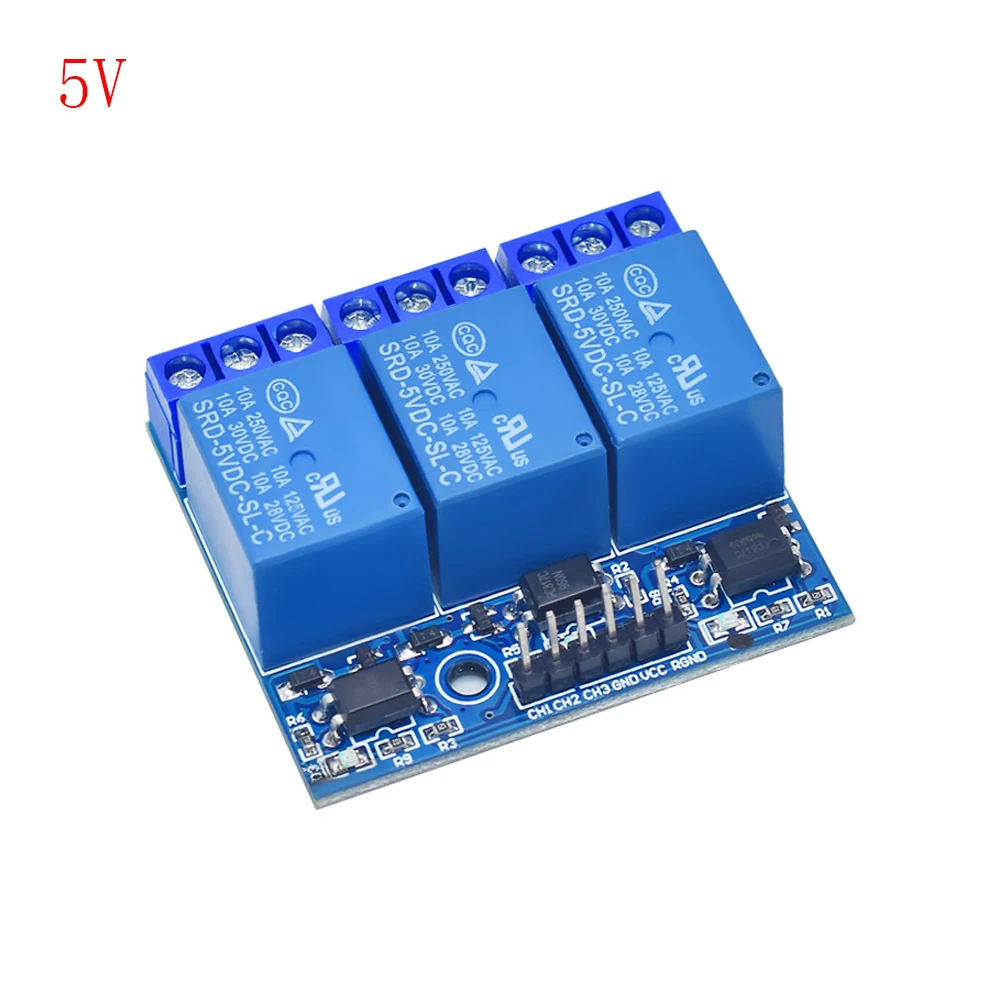 

5V/12V 3 Way Relay Module with Optocoupler Isolation High Level Trigger Relay Board for MCU Motor Led