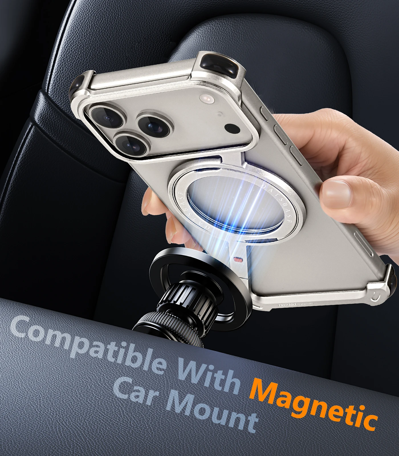 Eary Minimalist Phone Case for iPhone 17 Pro Max 17 Air 360°Rotate Stand Aluminum Metal Frameless Protective Shockproof Bumper