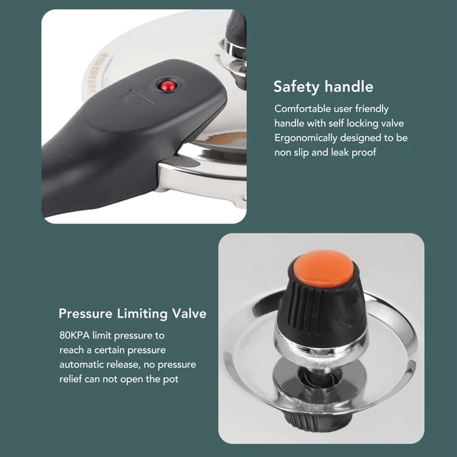 Pressure Cooker Stainless Steel Explosion Proof Multifunctional with Safety Valve 80KPA Security Handle Pressure Cooking Pot 3