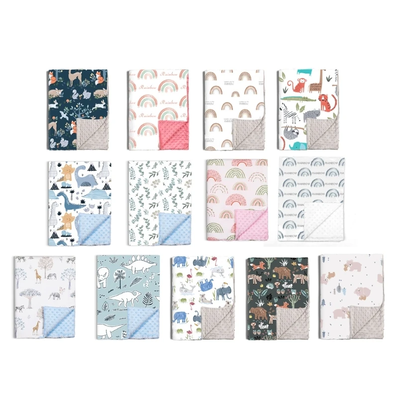 

F62D Soft Plush Raised Dot Baby Blanket Quilt Newborn Receiving Print Blanket