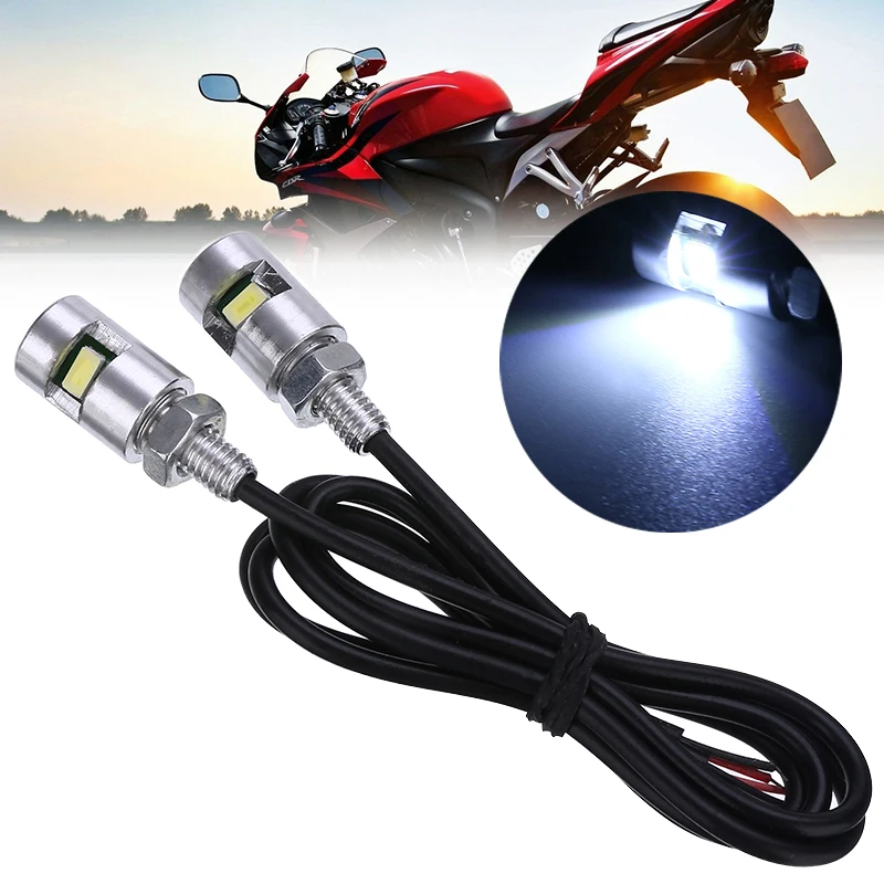 2x 12v White Motorcycle Led License Plate Screw Bolt Light Motorbike
