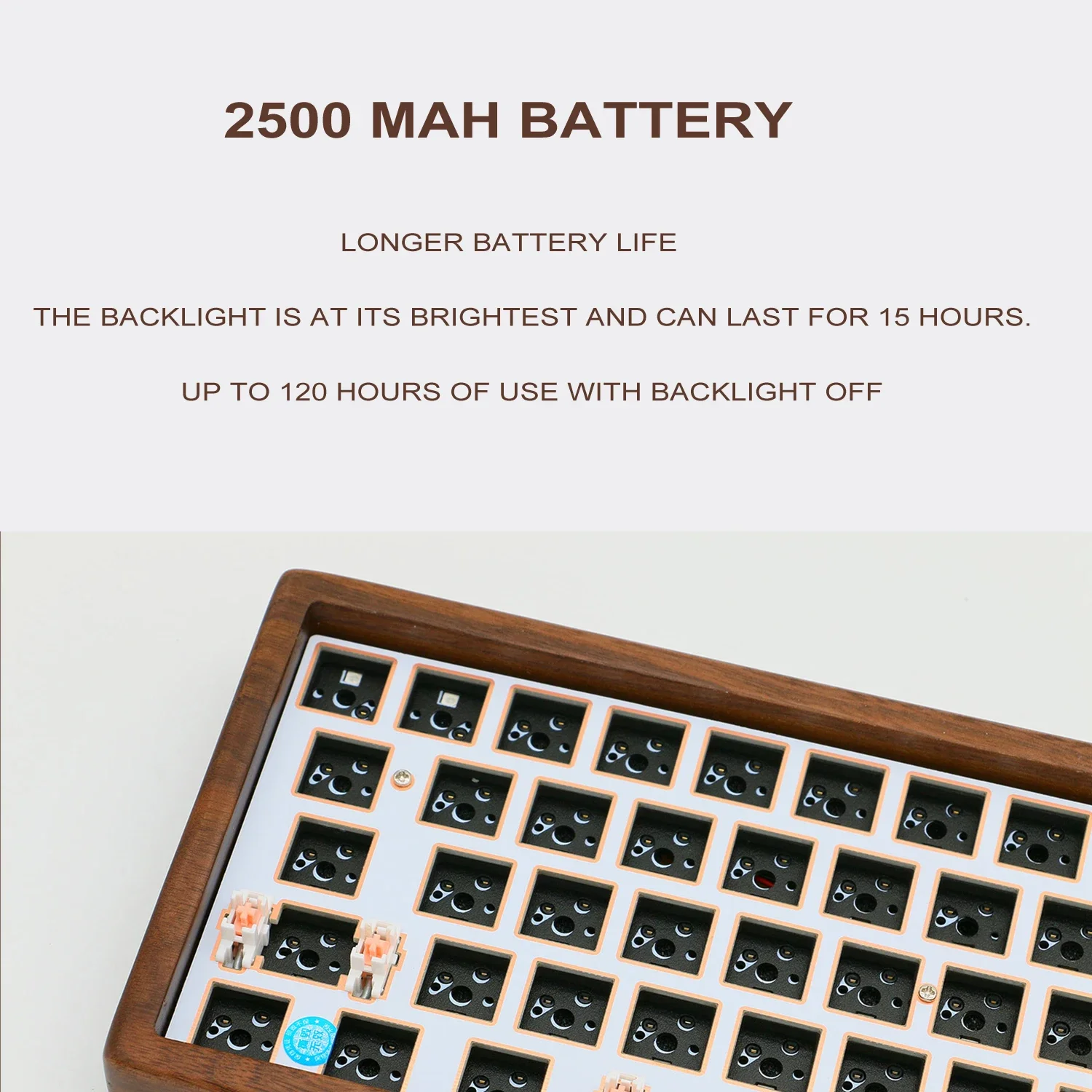 다크 브라운 60% RGB DIY 키보드 키트, 핫 스왑 가능 호두 쉘, 왼쪽 시프트, 64Gh 맞춤형 기계식 키보드, 3 모드, 64 키