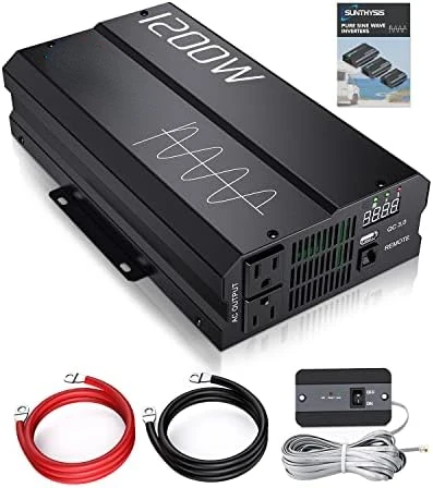 

Version] 2000W Pure Sine Wave Inverter 12V DC to 120V AC Converter for Home, RV, Camping, Off-Grid Solar Power Inverter 12V to
