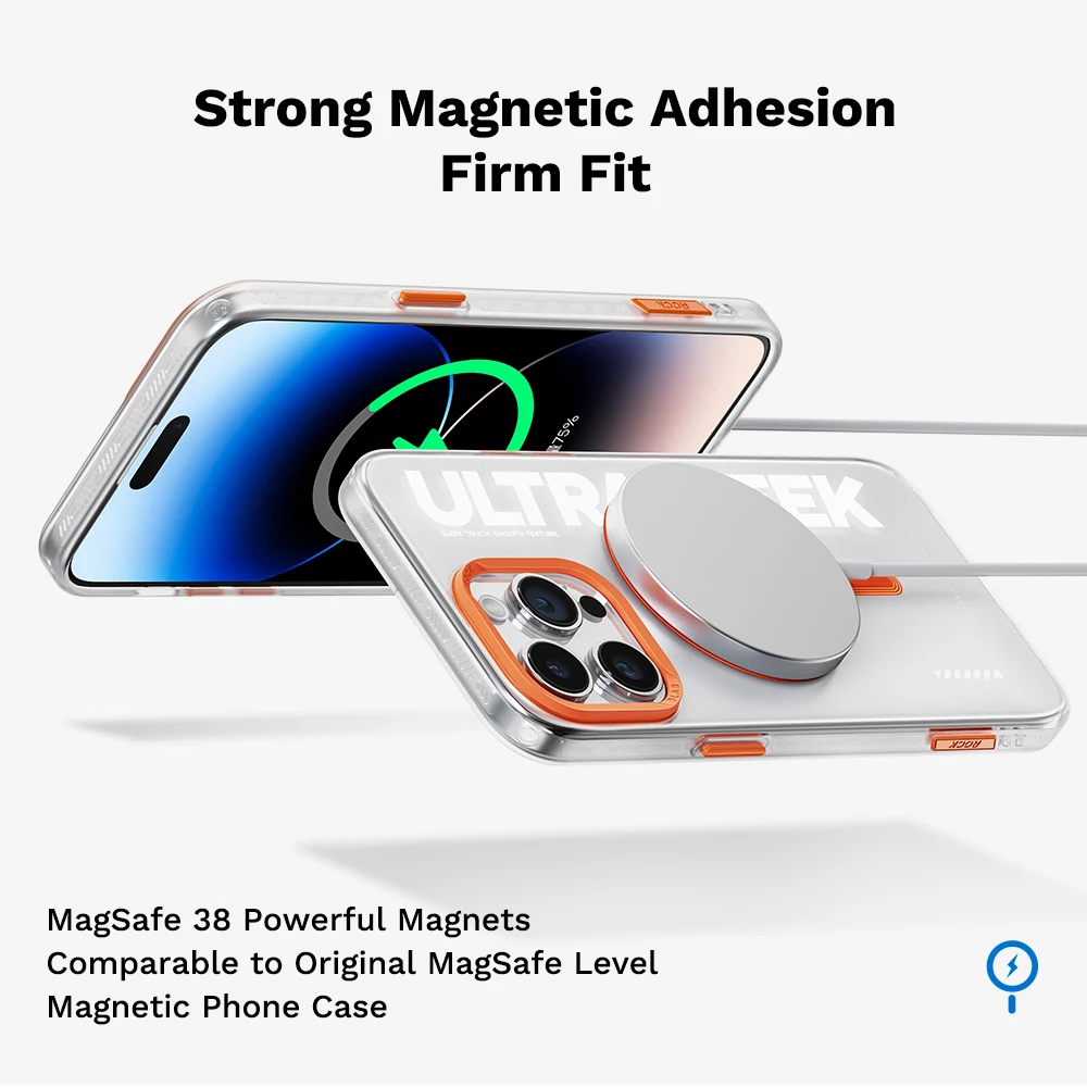 ROCK Magnetic Case for iPhone 15 Pro Max Luxury Transparent Clearly Shockproof Wireless Charging Magnet Cover for iPhone 15 Plus