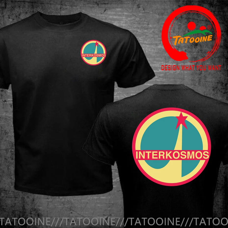 T-shirt top INTERKOSMOS Sputnik spazio sovietico URSS CCCP da uomo