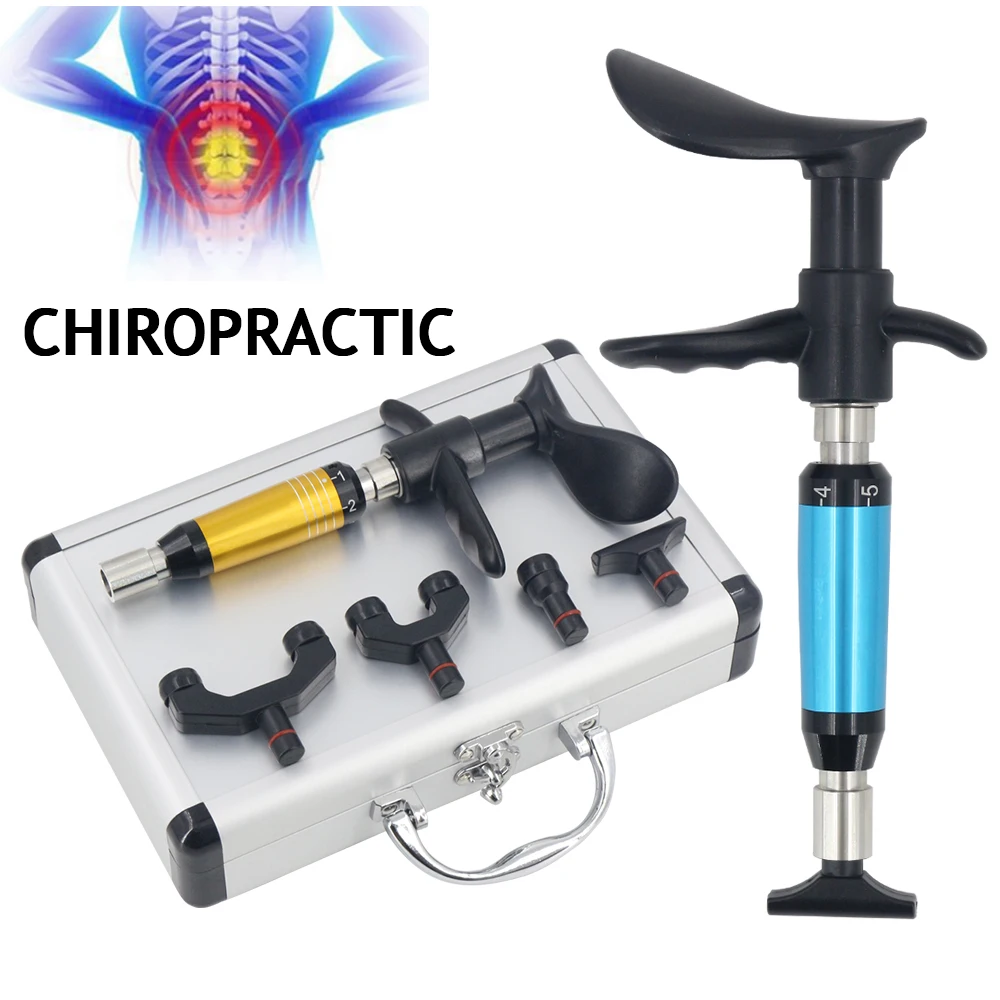 

6 Levels 4 Heads Chiropractic Adjustment Tools Spine Massager Therapy Adjust Vertebration Manual Correction Massage Gun Set
