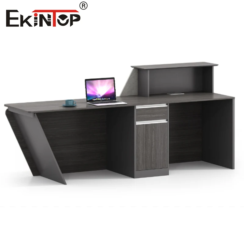 Ekintop Modern White Reception Counter Desk Front Desk Furniture for Beauty Salon Hotel Hospital or Mall Made of Wood